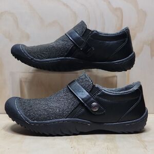 JBU Blakely Black Gray Loafers Women 11 Slip-on Shoes Vegan Upper Flat